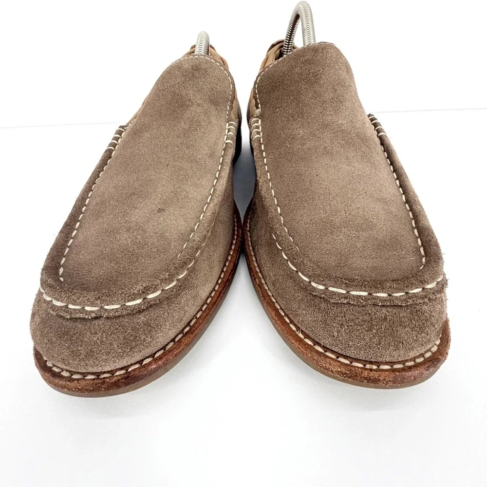 UGG Dex Men 10.5 Taupe Suede Wool Lined Loafers Slip On 1103901